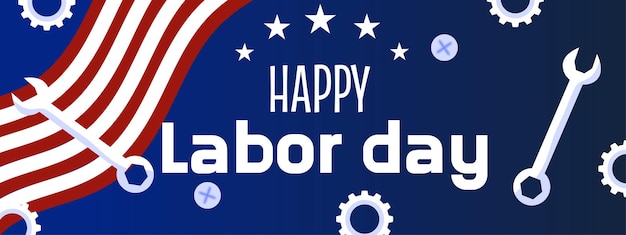 Um banner do Dia do Trabalho com ferramentas de estrelas e um banner americano do Dia do Trabalho