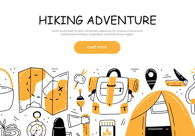 Um banner pronto para um site sobre o tema turismo, caminhadas, viagens