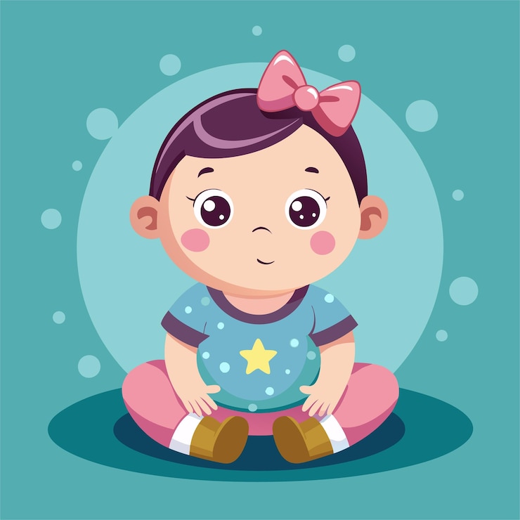 Vetor um bebê com uma camisa azul que diz "bebê"