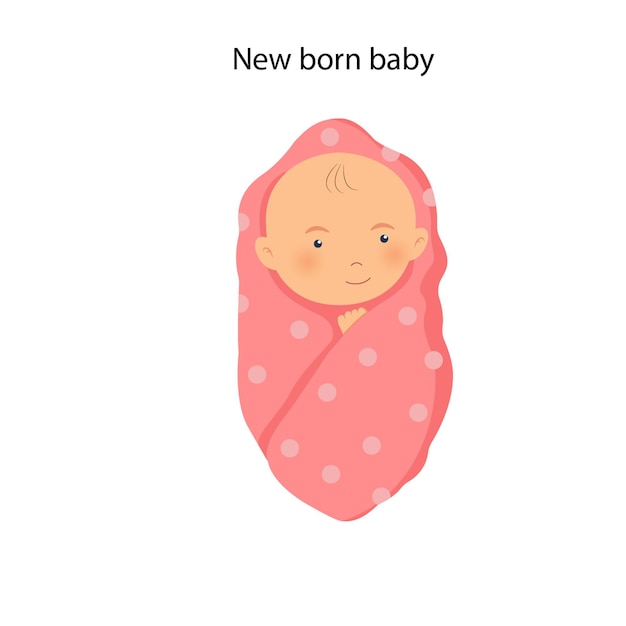 Vetor um bebê nascido com um cobertor rosa ilustração vetorial
