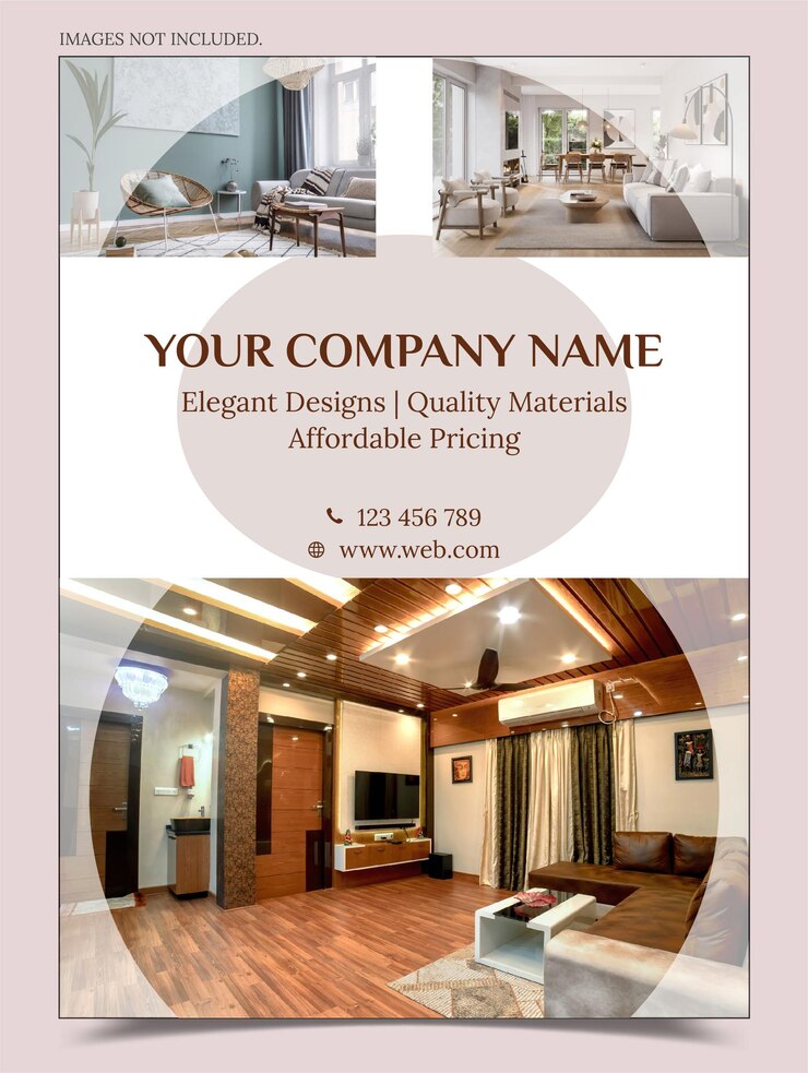 Vetor um belo modelo de design para o trabalho de design de interiores para a casa dos seus sonhos