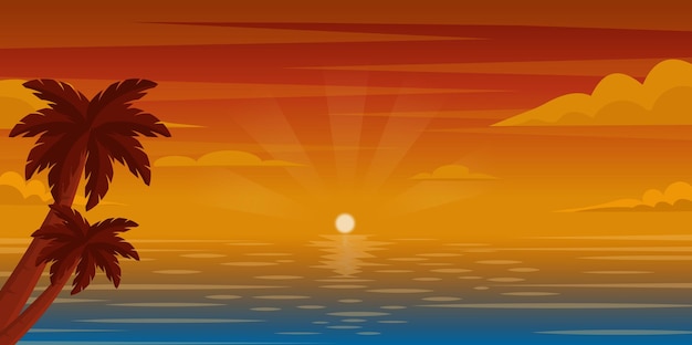 Um belo pôr do sol no rio