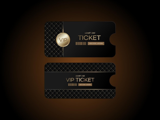 Vetor um bilhete preto e dourado para bilhetes vip.