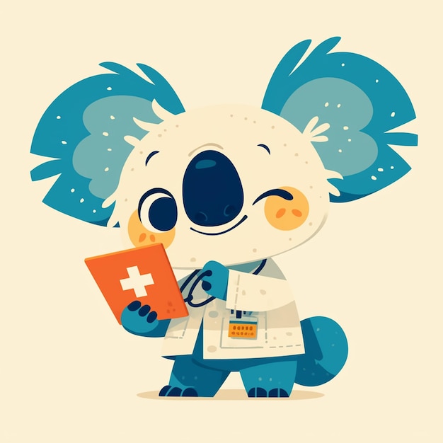 Vetor um bom médico koala estilo desenho animado