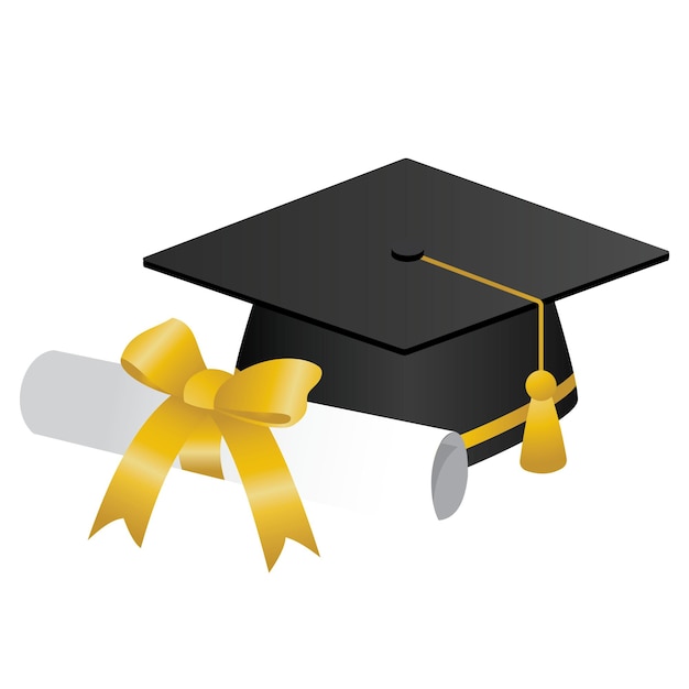 Um boné de formatura e um diploma são exibidos em um fundo frondoso
