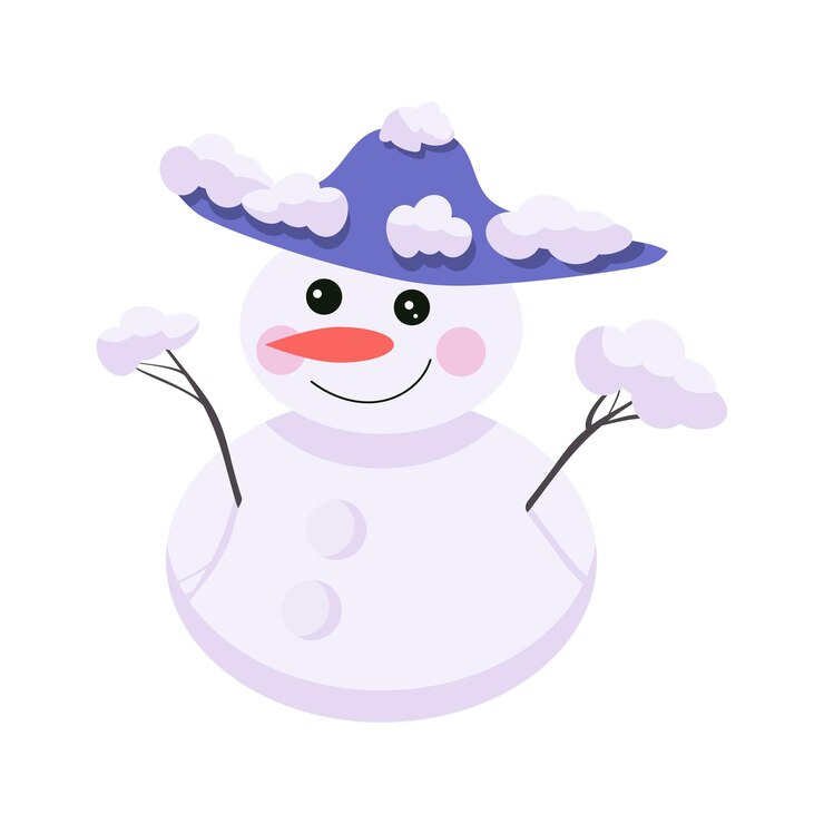 Vetor um boneco de neve com um chapéu azul. ilustração vetorial