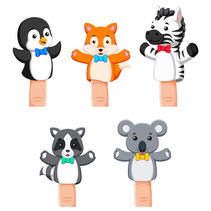 um bonito coleções de fantoches animal selvagem
