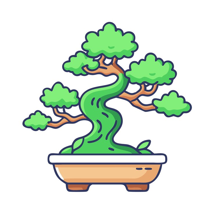 Vetor um bonsai vibrante em um vaso decorativo