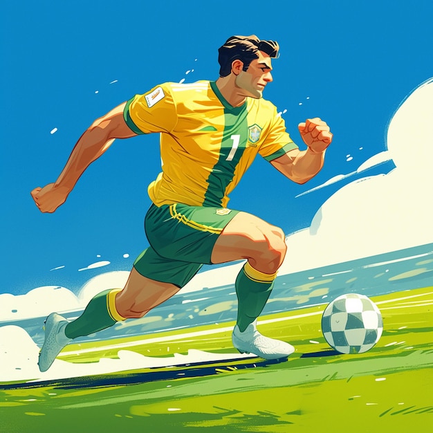 Vetor um brasileiro está jogando futebol