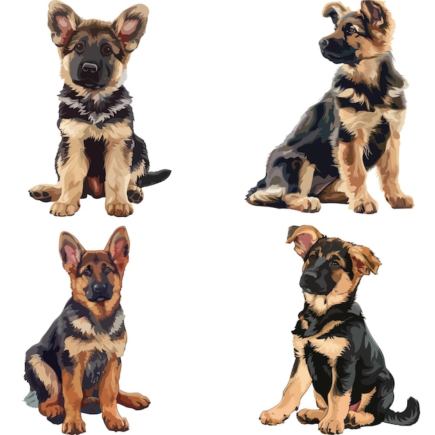 Um cachorrinho de pastor alemão está sentado um cachorro de pastor alemão GSD
