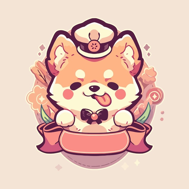 Um cachorro de desenho animado com um chapéu de marinheiro e uma faixa que diz "eu te amo".