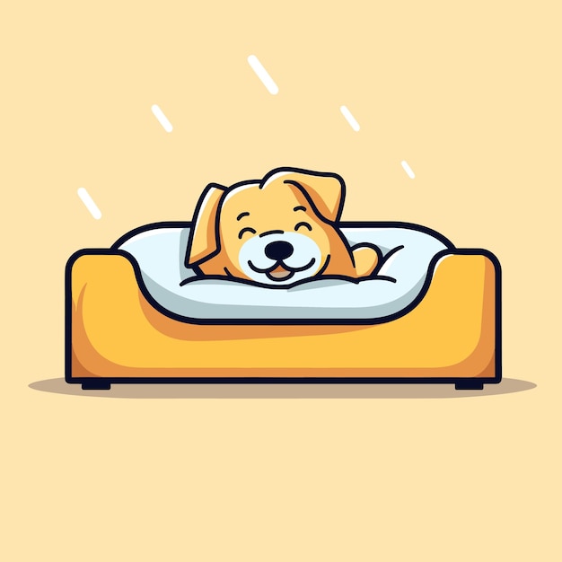 Um cachorro de desenho animado dormindo em um sofá com um travesseiro amarelo.