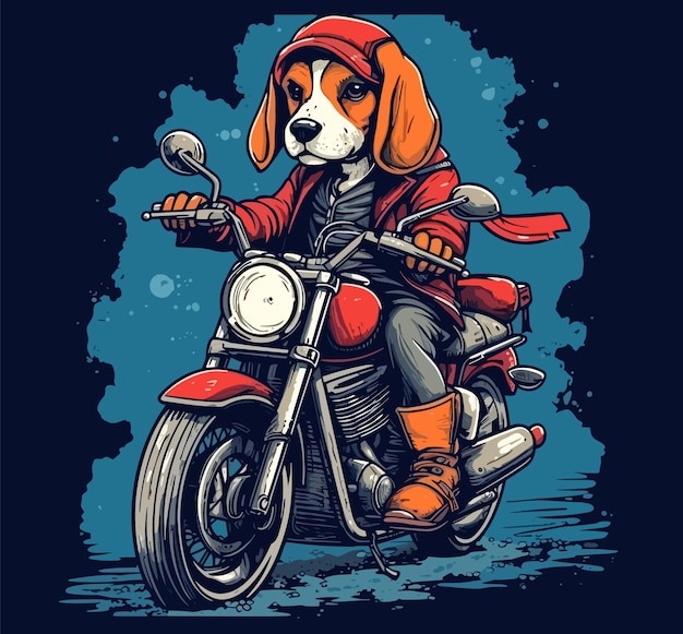 Um cachorro está andando de moto com um chapéu