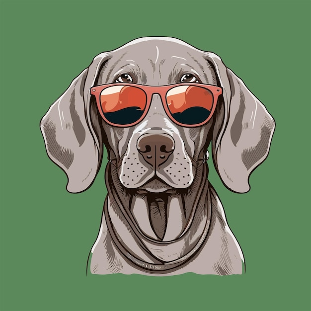 Um cachorro usando óculos escuros e um fundo verde