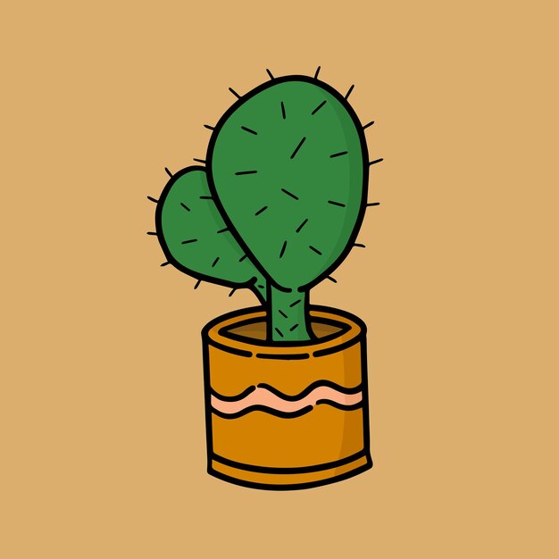 Um cacto em uma panela que é laranja
