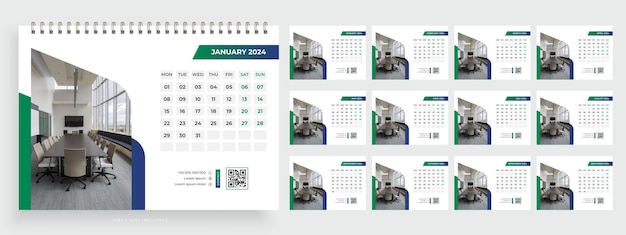 Um calendário com uma página verde e branca que diz janeiro de 2011.