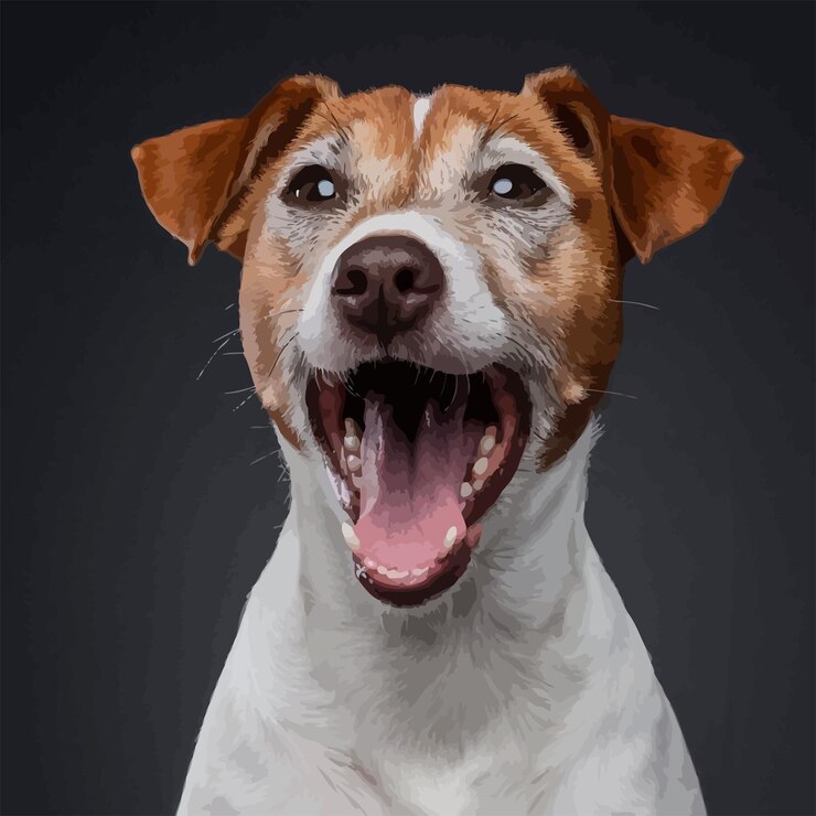 Vetor um cão com um peito branco e um fundo preto