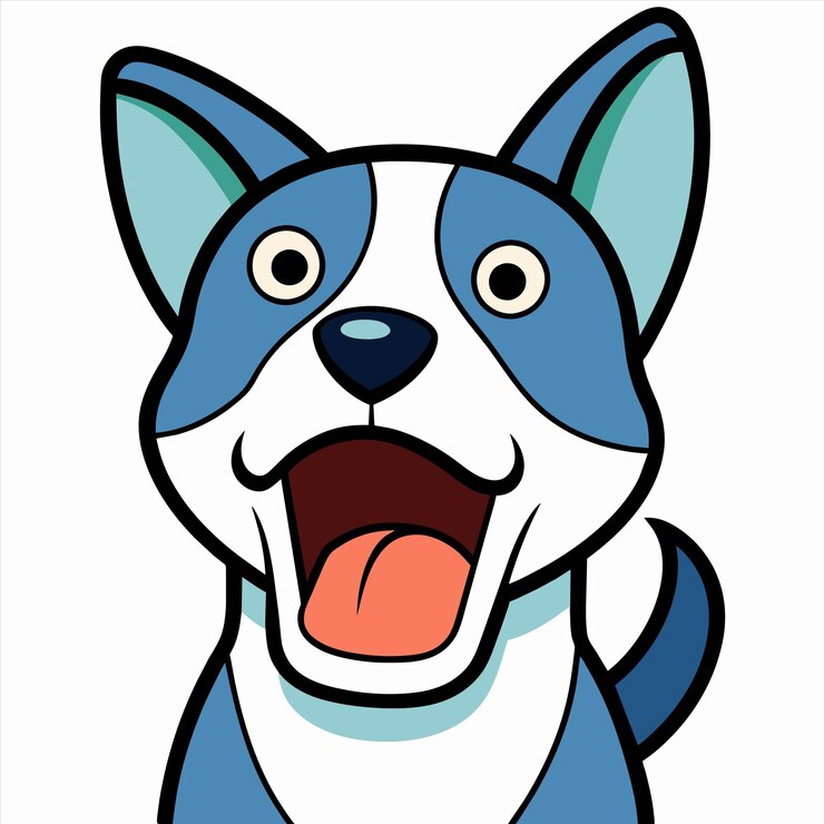 Vetor um cão com um rosto branco e azul e um rosto preto e branco
