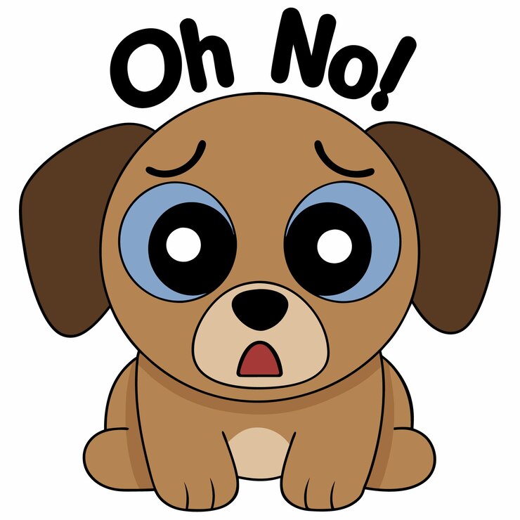 Vetor um cão de desenho animado com a palavra "não"