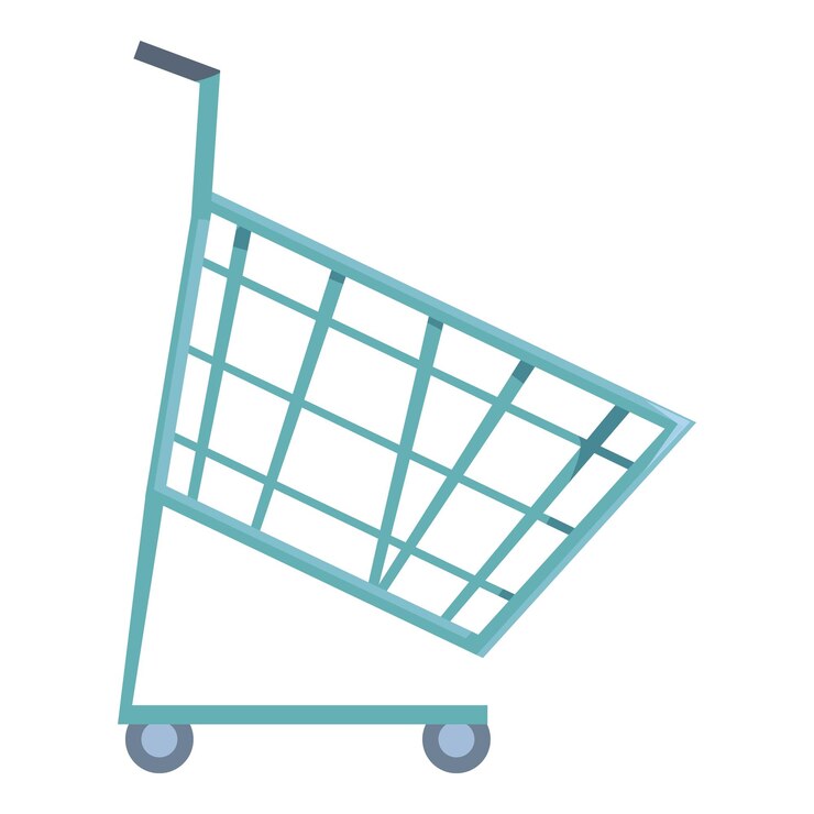 Vetor um carrinho de compras vazio em fundo branco