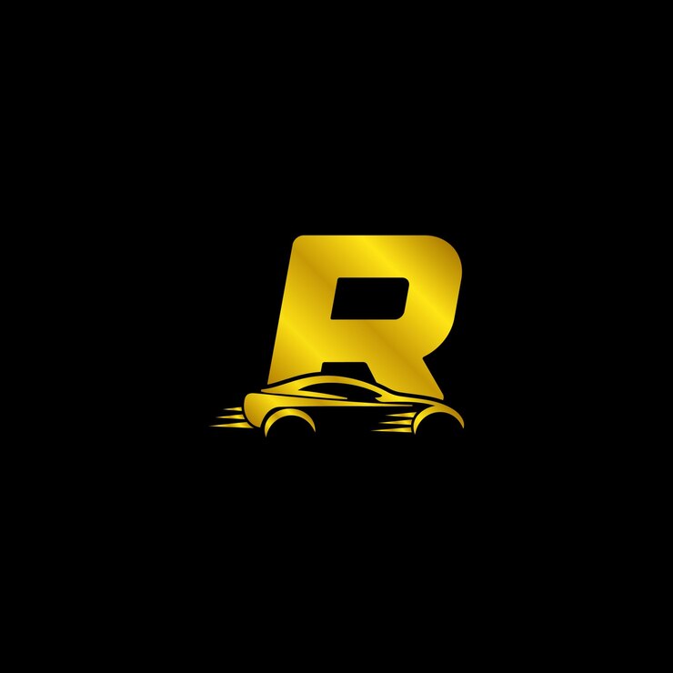 Vetor um carro amarelo com um logotipo que diz r r