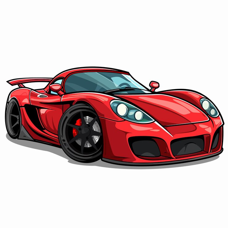 Vetor um carro vermelho com uma borda preta e um telhado vermelho