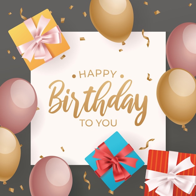 Um cartão com um cartão de aniversário que diz feliz aniversário para você