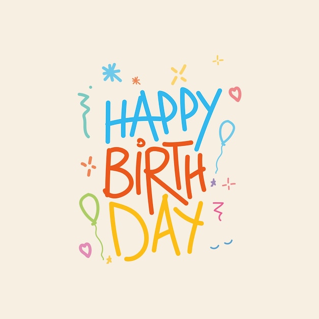 Um cartão de feliz aniversário colorido com as palavras feliz aniversário nele.