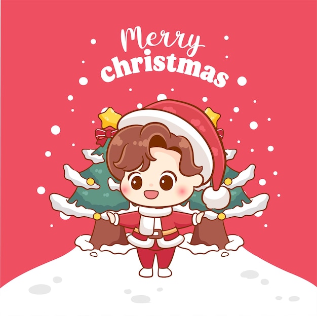 Um cartão de Natal feliz com um bonito Pai Natal.