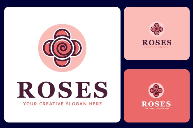um cartão que tem as palavras rosas sobre ele Rose Flower Logo Design Template
