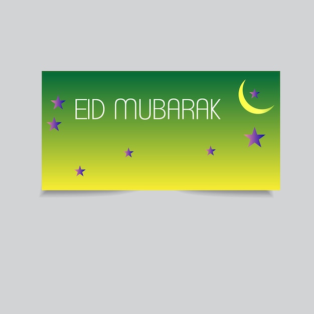 Vetor um cartão verde e amarelo que diz eid mubarak.