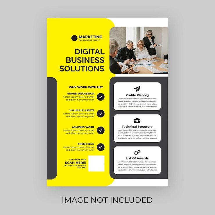 Vetor um cartaz amarelo e preto com uma imagem de um código digital preto