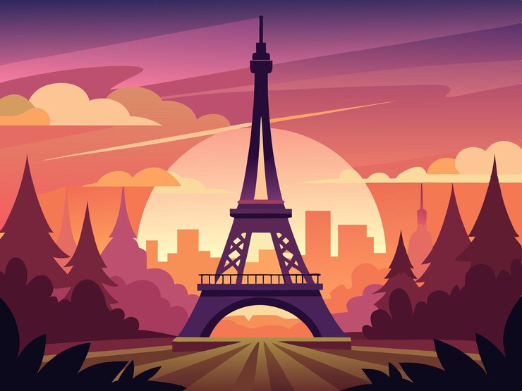 Vetor um cartaz com as palavras "paris" no fundo.