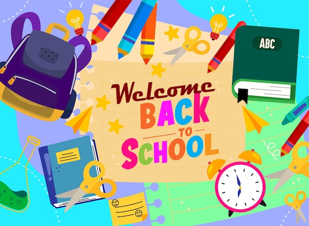 um cartaz com uma foto de uma escola com um relógio e um relógie nele
