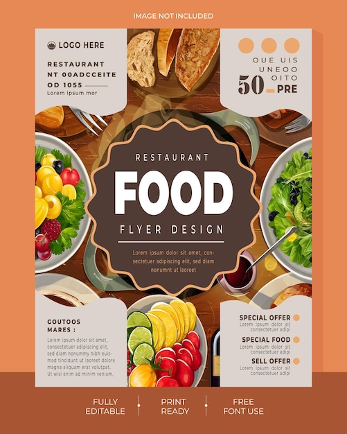 um cartaz de comida que diz comida para um restaurante