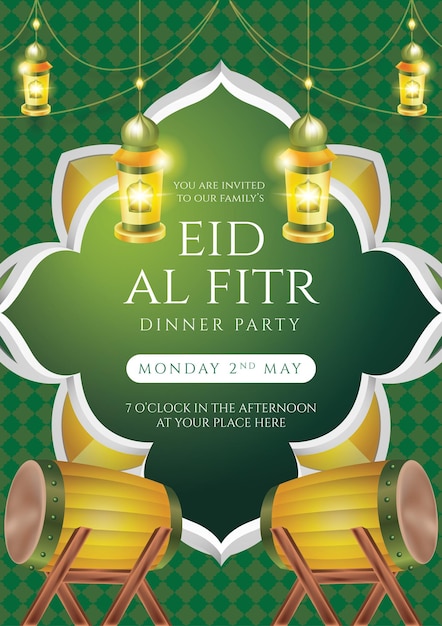 Um cartaz de evento para o jantar do eid fitr.