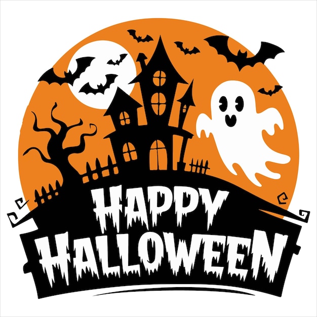 um cartaz de Halloween para Halloween com um castelo no topo