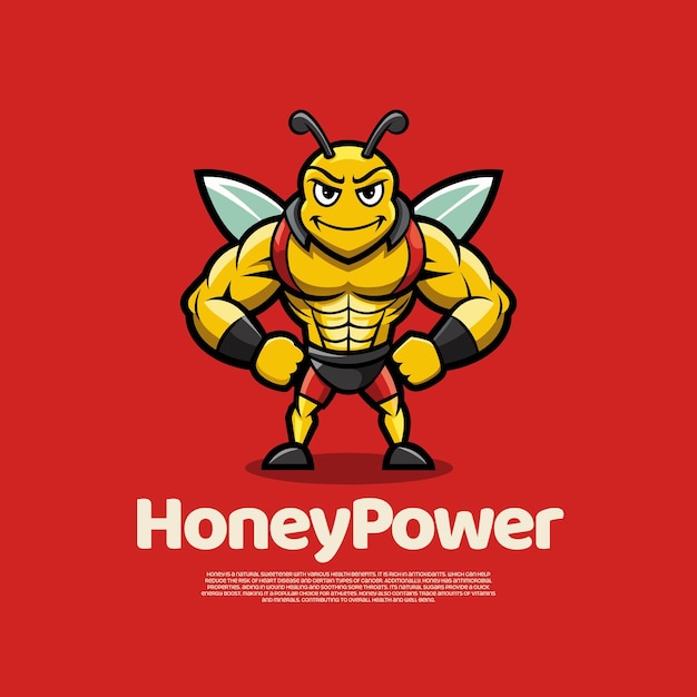 um cartaz para abelha de mel com um fundo vermelho com uma abelha amarela nele
