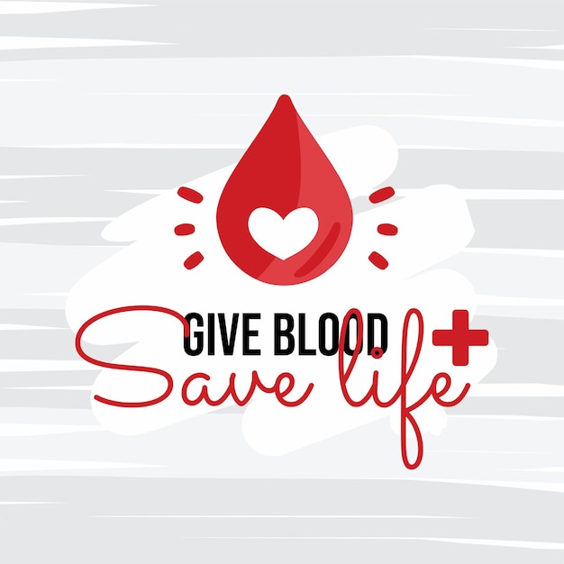 Vetor um cartaz para dar sangue, salvar a vida com um coração e uma gota de bloo