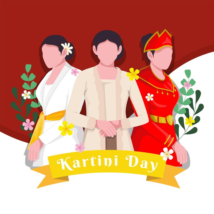 Vetor um cartaz para o dia do khaki com três mulheres de vermelho e amarelo