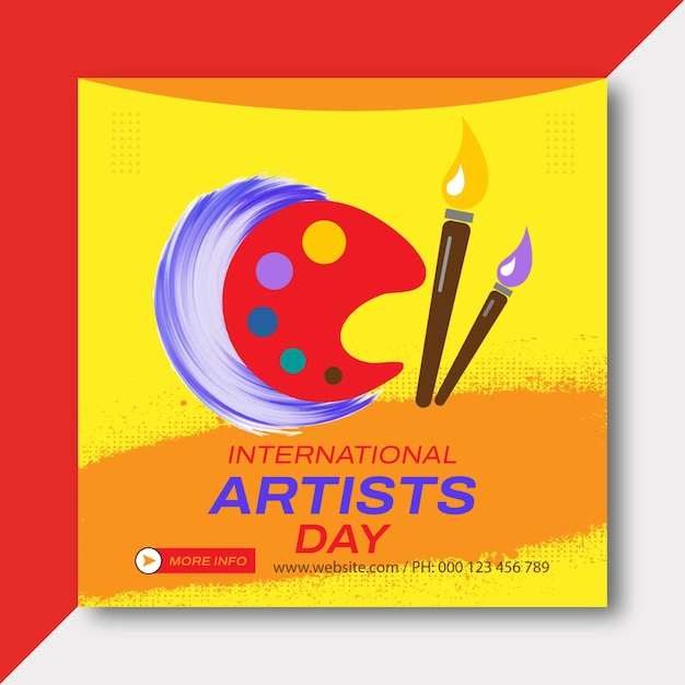 um cartaz para o dia dos artistas de arte com um fundo vermelho