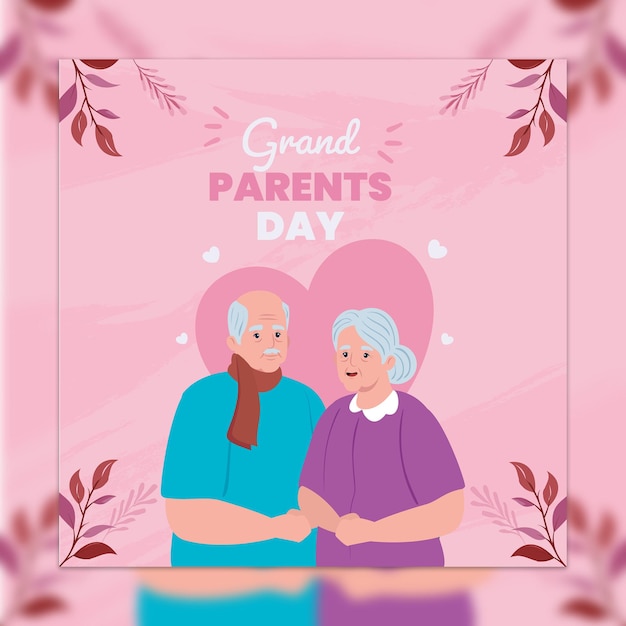 um cartaz para o dia dos avós com uma foto de um casal