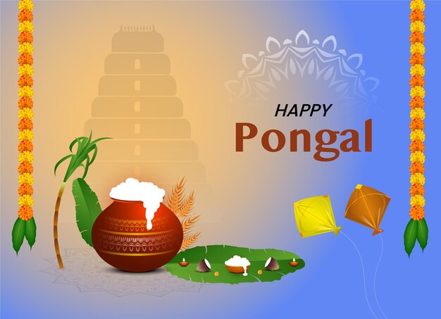 Um cartaz para os desejos tradicionais do pongal