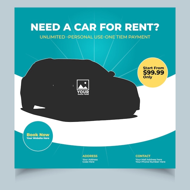Vetor um cartaz para um carro para alugar