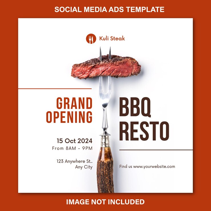 Vetor um cartaz para um filme chamado grande abertura restaurante instagram posts