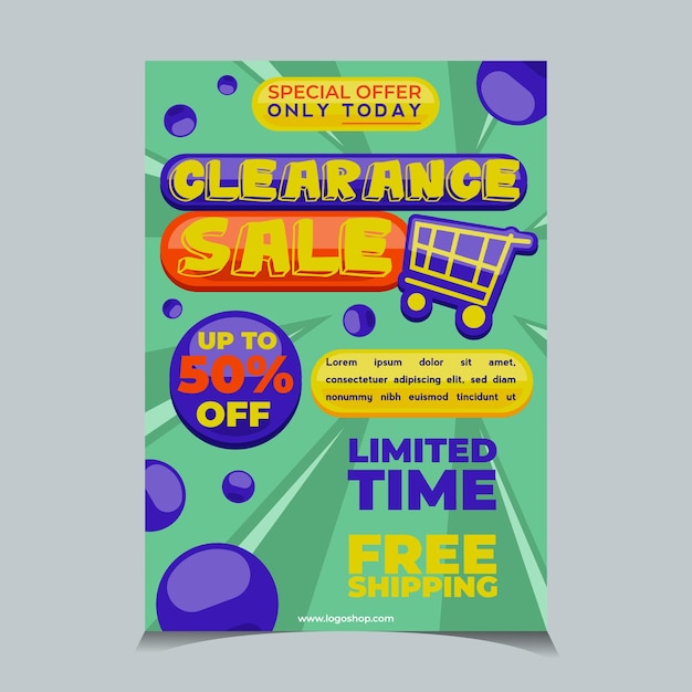 um cartaz para venda clara é exibido em um fundo cinzento