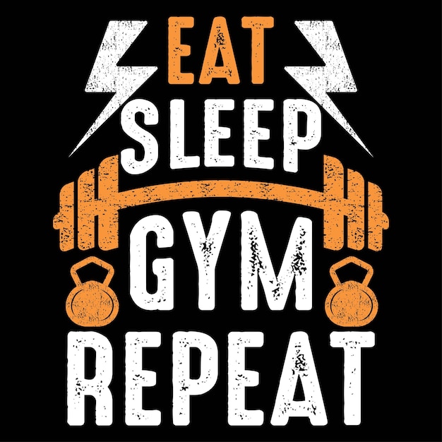 Um cartaz que diz comer dormir ginásio repetição sobre Exercício Fitness Motivational Typography