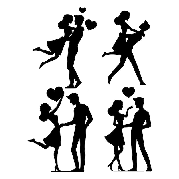 um casal com corações e um casal apaixonado
