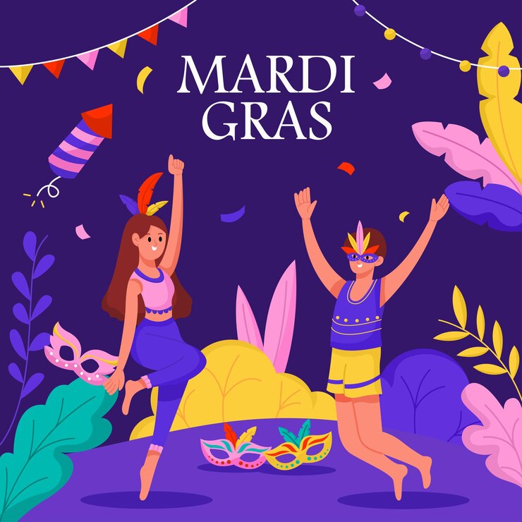 Vetor um casal comemorando o mardi gras