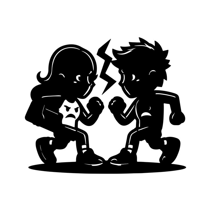 Vetor um casal discutindo sobre um vetor de silhueta